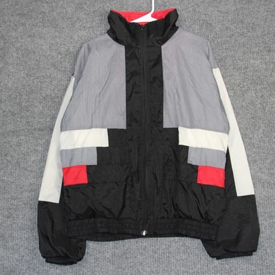 Vintage Athletic Works XL Windbreaker Jacket Gray Black Red 90s Retro Mens - Image 1 of 4