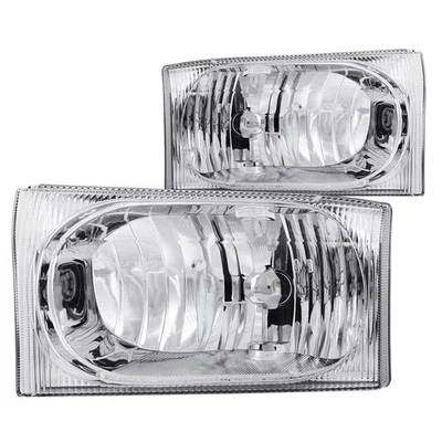 Chrome Clear Lens Crystal Headlight Set fits 1999-2004 Ford F-250 Super Duty - Image 1 of 2