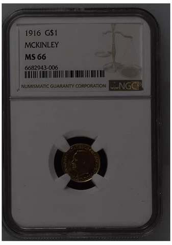 1916 Gold $1 McKinley Gold Commemorative NGC MS66 Flashy Cover