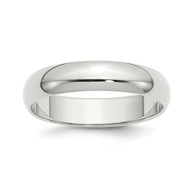 Sterling Silver Polished Solid 5mm Unisex Half Round Wedding Band Size 4 to 13.5 - Image 1 of 4