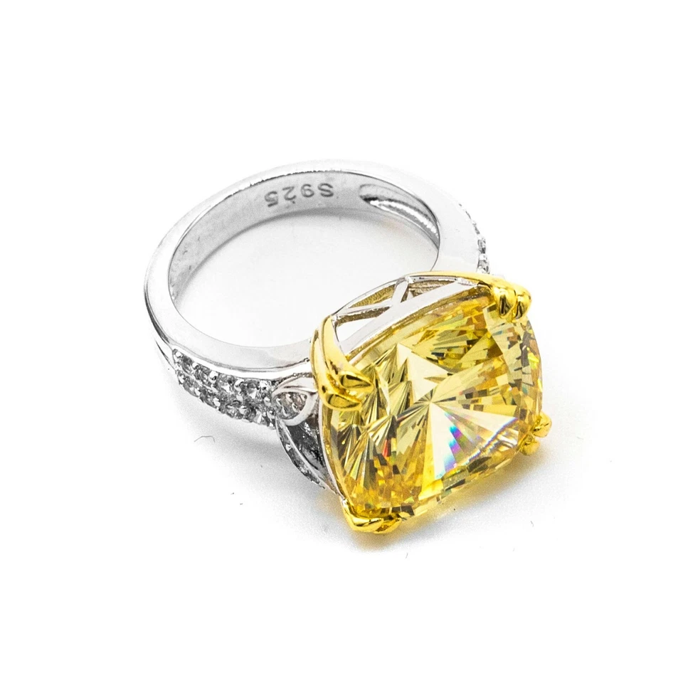 The Yellow Sparkle: anel folheado a ouro 18k e ródio de prata esterlina com zircão - Imagem 1 de 4
