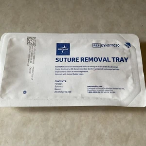 MEDLINE Suture Removal Tray Scissors, Forcep, Gauze Alcohol Prep Pad. Exp 2020 - Picture 1 of 6