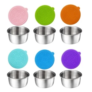 6Pieces Stainless Steel Sauce Containers Reusable Sauce Cup Seasoning Box - Picture 1 of 8