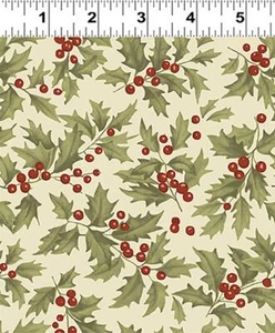 Clothworks Let Nature Sing Holly Fabric Christmas 100% Cotton - Picture 1 of 1