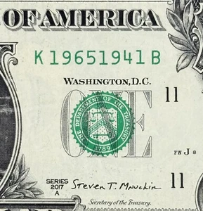 Dual Date 1965 and 1941 Dollar Fancy Serial Number K 19651941 B - Picture 1 of 3