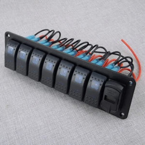 Car Marine Boat 8-Gang Waterproof Circuit LED Rocker Switch Panel Breaker pd - Picture 1 of 8
