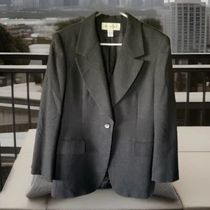 JONES NEW YORK Size 12 Women Wool Blazer Jacket Dark Gray - Picture 1 of 8