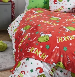 Coperta lancio pile Dr. Seuss's The Grinch decorazioni natalizie NUOVA - Foto 1 di 3