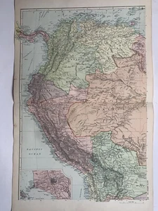 1913 Northwest South America Original Antique Map by G.W. Bacon 108 Years Old - Picture 1 of 3