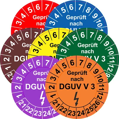 DIGITALPRINT ORAFOL GLANZ FOLIE Aufkleber Prüfplaketten Geprüft nach DGUV V3 GELB MATT Folie