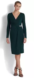 Lauren Ralph Lauren Women Surplice Cocktail Dress Green Size 2 - Picture 1 of 3