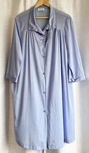Vintage Vanity Fair Robe Small Periwinkle Blue Embroidered Floral Flowy Satiny - Picture 1 of 7