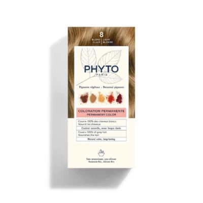 Phyto Hair Color Kit 8 Biondo Chiaro Colarazione per Capelli Senza Ammoniaca - Immagine 1 di 4