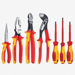 Knipex 7 Piece Pliers / Screwdriver Tool Set w/Lineman - Insulated 1,000V, Nylon - Picture 1 of 1