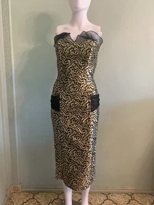 Vintage Maxikleid aus den 90’s - 80’s Meets the 50s/60s Glitzer Abstrakt Print - Bild 1 von 13