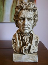 Vintage Beethoven Bust Sculpture Statue  14" Made in Mexico  Music Room Library