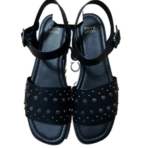 New Frye and Co. Black Brooklyn Flat Studded Ankle Strap Sandals Women’s Size 11 - Picture 1 of 10