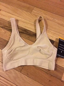 ELLEN TRACY Beige COMFORTBALE WIRE FREE SOFT LINED CUPS BRA MSRP $25 Small - Picture 1 of 6