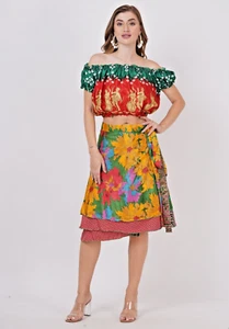 Lote mixto al por mayor de 25 faldas mágicas envolventes vintage de 24 pulgadas de largo corto para mujer - Imagen 1 de 16