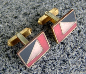 EMAILIERTE DESIGNER MANSCHETTENKNÖPFE /CUFFLINKS, WOHL PERLI BUNGE - Bild 1 von 3