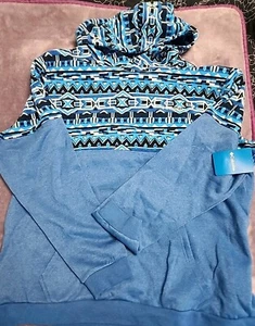 New! COLUMBIA Trek Printed Hoodie Mens Size XL Hooded Sweatshirt Geometric Blue - Picture 1 of 7