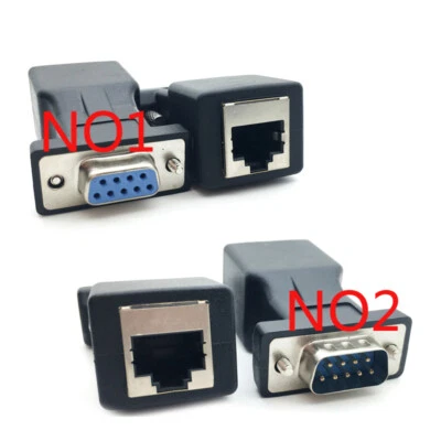 DB9 RS232 Male Female to RJ45 Adapter Port LAN Ethernet Converter Jack Plug - Image 1 of 3