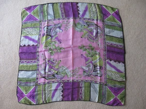 Rare Vtg Brooke Cadwallader Pure Silk Scarf "Sombreros" 34x34 Pink 1950's n21 - Picture 1 of 3