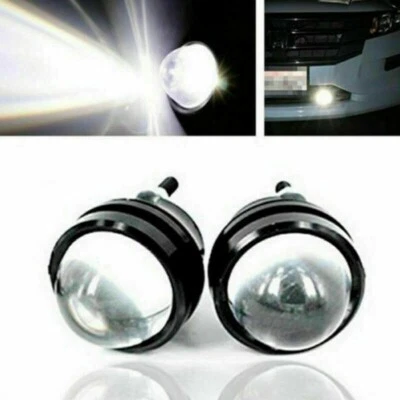 2x LED White Fish Eye Car DRL 15W Projector Lens Fog Lamps Daytime Running Light - Image 1 of 4