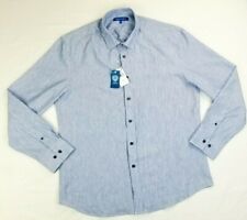 Vince Camuto Large Embroidered Logo Blue Striped Long Sleeve Shirt NEW