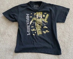 Mojang Boys T Shirt Minecraft Graphic Print Dark Gray Size Large EUC - Picture 1 of 6
