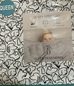 Juego de sábanas Ellen Degeneres "Twilight Bark" negro\blanco perros reina~NUEVO - Imagen 1 de 7