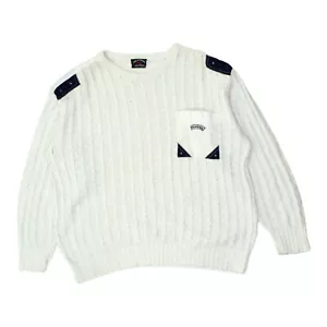 Jersey Paul & Shark para hombre | Diseñador de gama alta vintage tejido con cable de lana blanco de colección - Imagen 1 de 4