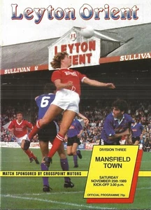 Football Programme LEYTON ORIENT v MANSFIELD TOWN Nov 1989 - Picture 1 of 1