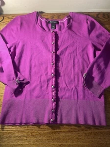 White House Black Market Fuschia Cardigan Sweater XL Nylon/rayon - Picture 1 of 12