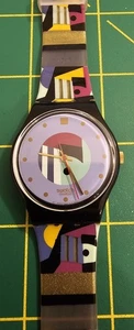 Vintage Swatch Uhr "Gent" Gold Inlay" GB141 "funktioniert" Band gesprungen, neue Batterie  - Bild 1 von 10