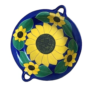 Vintage Art Pottery Sunflower Handled Serving Tray Cottagecore Boho Bowl Platter - Bild 1 von 8