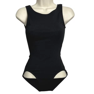 Capezio Niñas Leotardo S Negro Ballet Elastizado Cuello Alto Ballet Pierna Línea - Imagen 1 de 7
