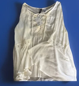 Divided by H&M weiße Spitzenbluse durchsichtig Top Größe 6 neu mit Etikett - Bild 1 von 7