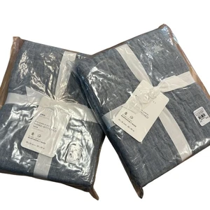 Pottery Barn Euro Sham handgenähtes belgisches Flachs Leinen 26x26 2er Pack blau NEU - Bild 1 von 5