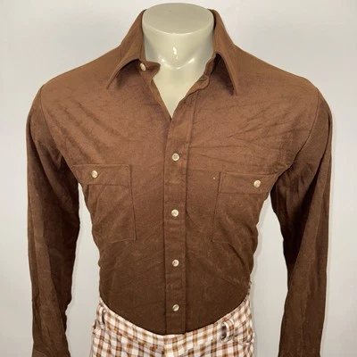 Camisa Holmes De Colección Años 70 Para Hombres Gamuza Arnel Triacetato Nylon Disco Boogie Noches Grande Foto 1 de 4