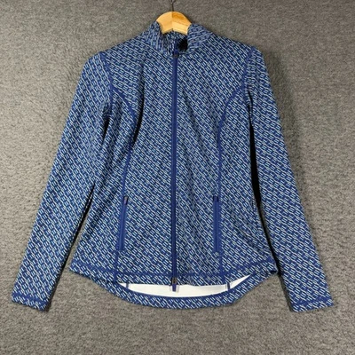 Jaqueta de Pano J. McLaughlin Catalina Pequena S Azul Geométrica Zíper Elástico - Imagem 1 de 4