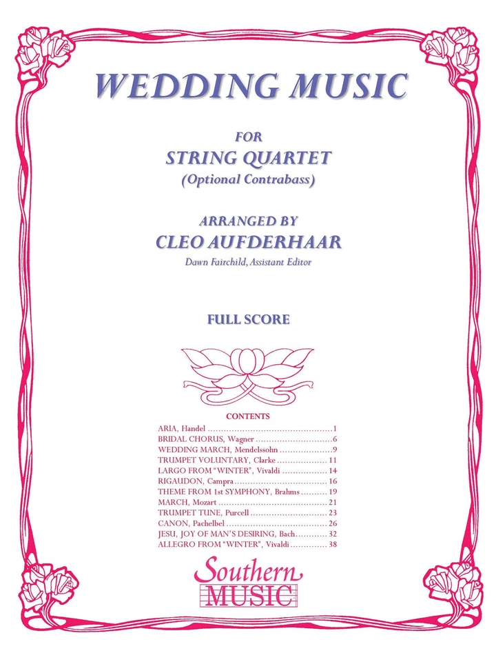 Wedding Music for String Quartet Score & Parts Classical Sheet Music Book - Image 1 of 1