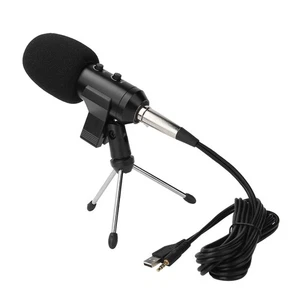 Black Condenser Microphone USB Desktop Microphone With Tripod For Profession NEW - Afbeelding 1 van 12