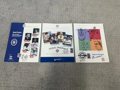 Larry Doby Phil Niekro Earl Weaver Signed 96 97 98 Hall of Fame Program Lot HOF - Image 1 of 4