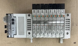 SMC Plug in Manifold, 8 position with 8 VQ1201RY-5 Valves & EX120-SSY1 CC-Link - Picture 1 of 7