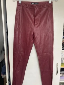 Zara Damen Gr. S weinrot weinrot burgund High Waist Skinny Kunstlederhose - Bild 1 von 11