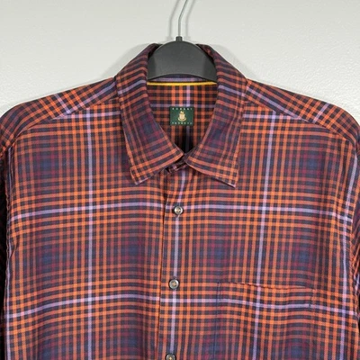 Robert Talbott L/S Mens XL Button Down Shirt Orange Purple Plaid USA Made - Image 1 of 4