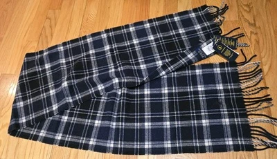 Men's POLO RALPH LAUREN Navy + Plaid Wool Logo Scarf Muffler NWT NEW Italy - Image 1 of 4