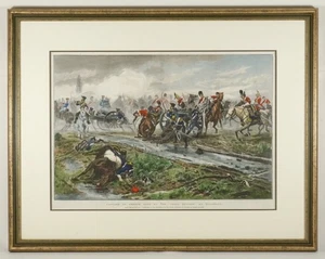 Waterloo incisione colorata a mano di Taylor/Wollen illustrata London News 1890 - Foto 1 di 8