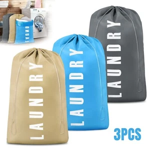 3Pcs Heavy Duty Laundry Bag, Large Dirty Clothes Organizer w/ Drawstring Closure - Picture 1 of 7